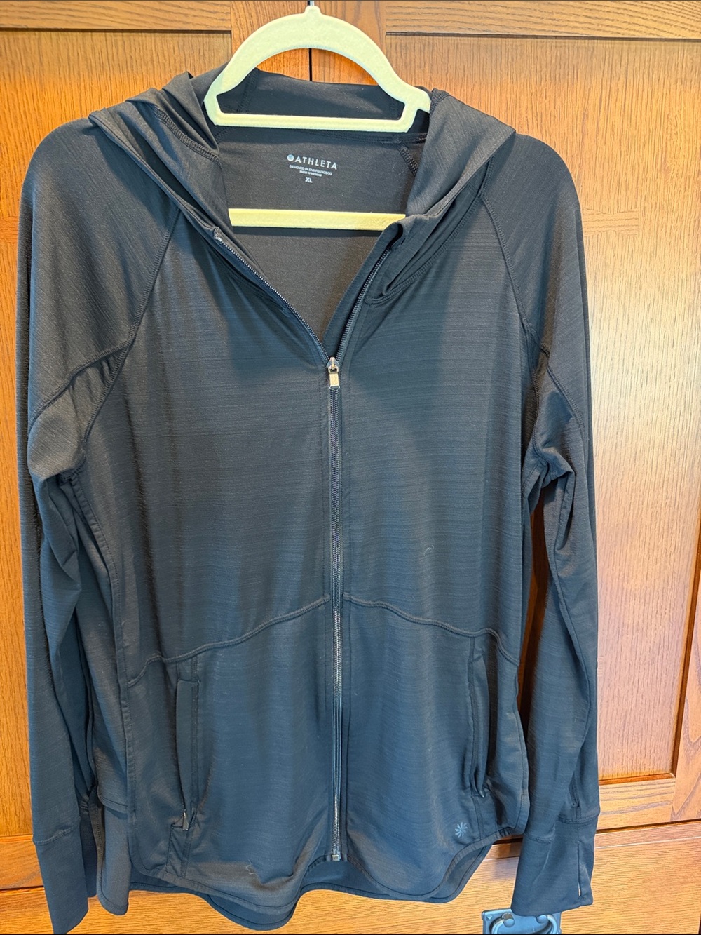 Athleta Black Hooded Full-Zip Utility Jacket